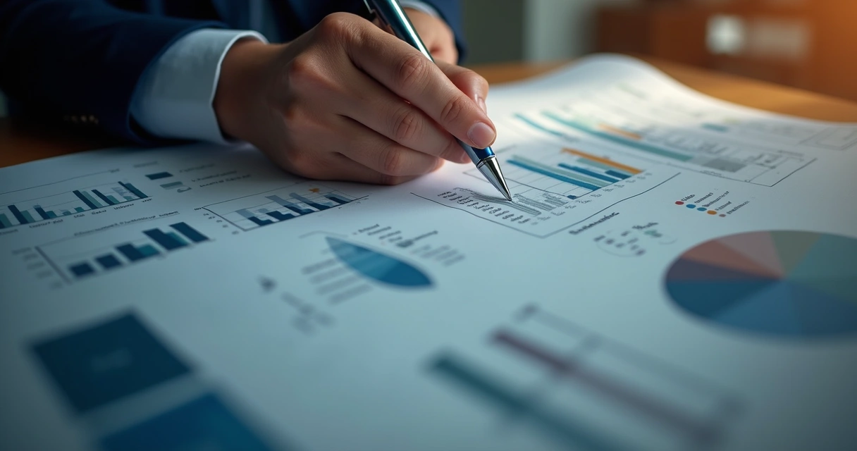 Pessoa analisando documento do CPF com gráficos financeiros ao fundo