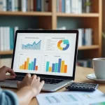 Investidor acessando Tesouro Direto em computador com gráficos financeiros na tela