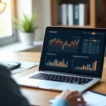Pessoa analisando gráficos financeiros em laptop para portabilidade de investimentos